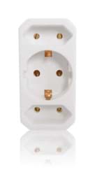 Zeige Details für Multistecker 2x Euro und 1x Schutzkontakt weiß vertikal Bild von Multistecker 2x Euro und 1x Schutzkontakt weiß vertikal