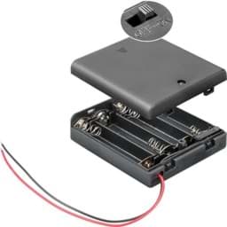 Zeige Details für Batteriehalter für 4x Mignon mit Deckel und Schalter lose Kabelenden, wasserabweisend Bild von Batteriehalter für 4x Mignon mit Deckel und Schalter lose Kabelenden, wasserabweisend