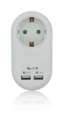Zeige Details für Adapter 1x Schutzkontakt weiß mit 2 USB-Anschlüssen Bild von Adapter 1x Schutzkontakt weiß mit 2 USB-Anschlüssen