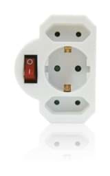 Zeige Details für Multistecker 2x Euro und 1x Schutzkontakt weiß mit Schalter Bild von Multistecker 2x Euro und 1x Schutzkontakt weiß mit Schalter