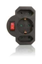 Zeige Details für Multistecker 2x Euro und 1x Schutzkontakt schwarz mit Schalter Bild von Multistecker 2x Euro und 1x Schutzkontakt schwarz mit Schalter
