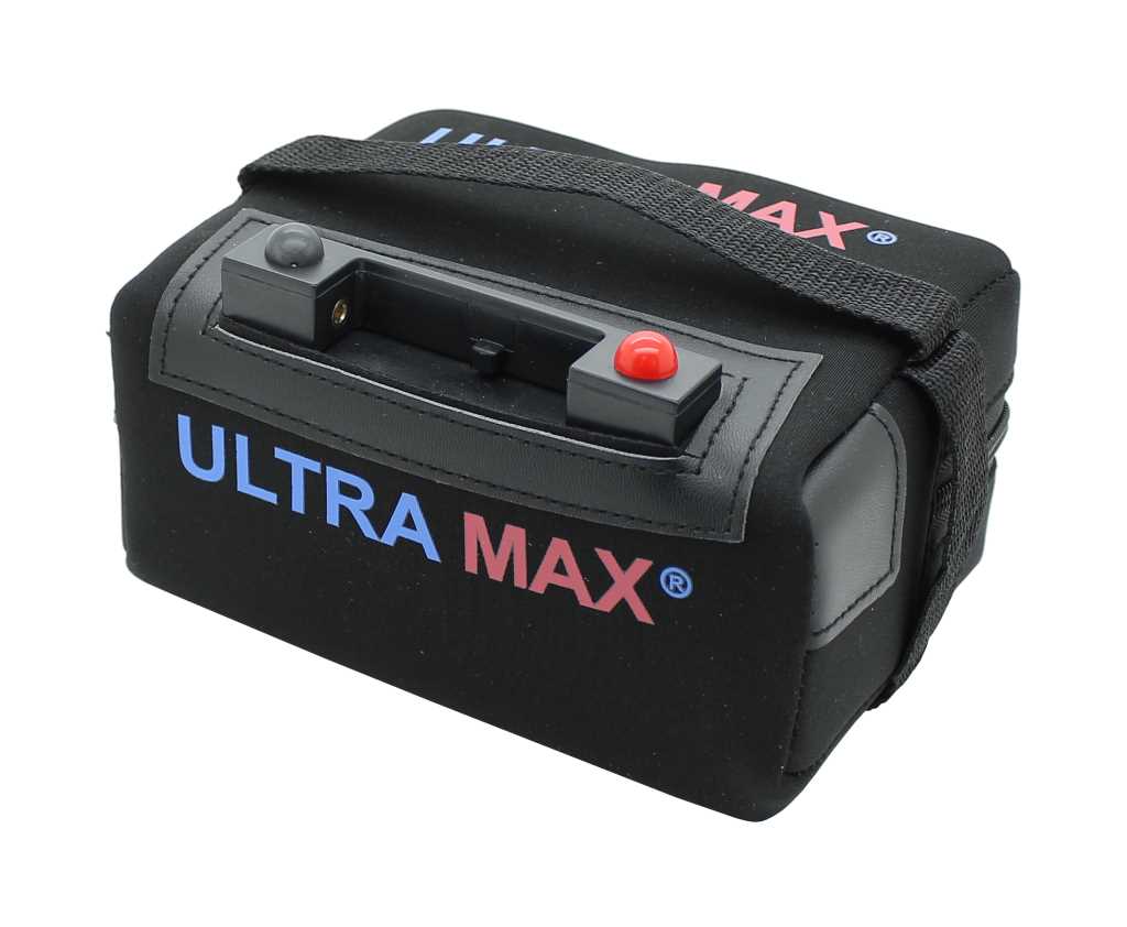 Bild von ULTRA MAX Li18-12G LiFePO4 Akku 12V 18Ah inkl. Ladegerät und Adapterkabel passend für Powakaddy, Hillbilly