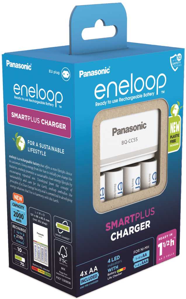 Bild von Panasonic eneloop Smart & Quick Charger BQ-CC55 inklusive 4x HR-3UTGB / BK-3MCDE