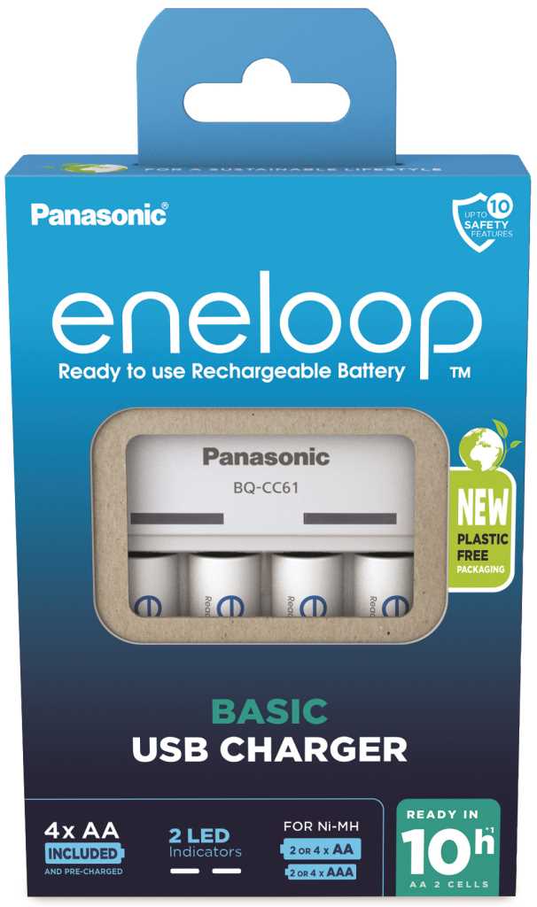 Bild von Panasonic eneloop Basic Charger BQ-CC61 inklusive 4x HR-3UTGB / BK-3MCDE
