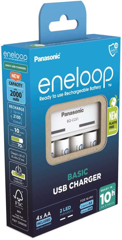 Bild von Panasonic eneloop Basic Charger BQ-CC61 inklusive 4x HR-3UTGB / BK-3MCDE