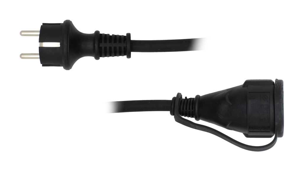 Bild von Schutzkontaktverlängerung 5,0m schwarz für Außen H07RN 1,5mm²