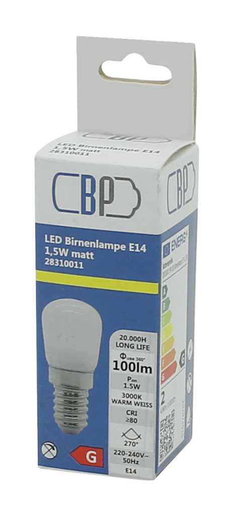 Bild von BP LED Birnenlampe E14 1,5W warm weiß matt