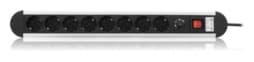 Bild von Überspannungsschutz-Steckdosenleiste 8x Schutzkontakt mit 1,4m Zuleitung und Schalter schwarz / silber